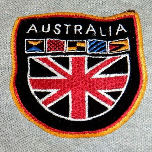 Coogi Australia British flag black red color panel crest embroidery polo top - Picture 3 of 5